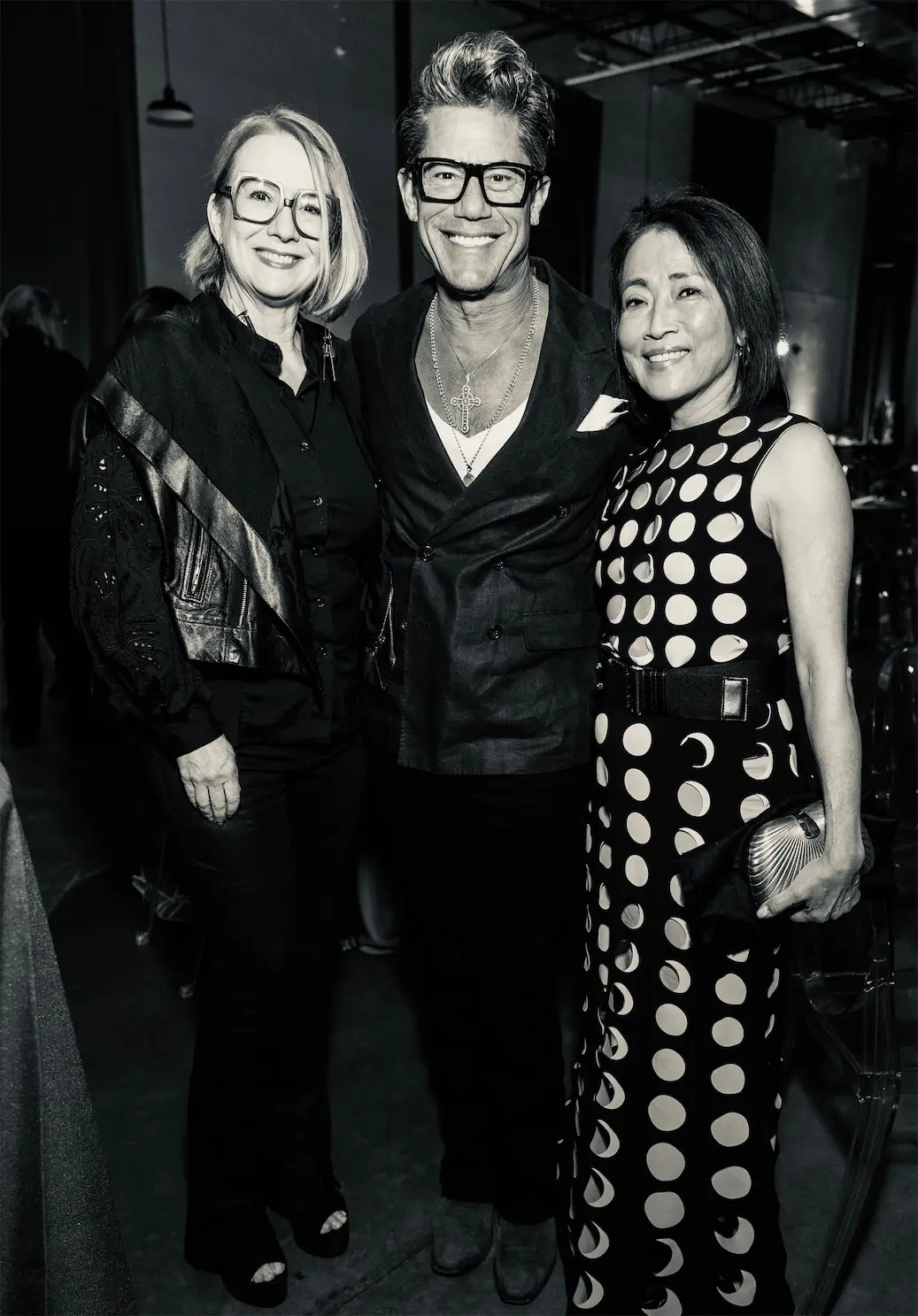 Rebekah Johnson, Milton Townsend, Chinhui Allen at Glasstire 25th Anniversary Party & Auction (Photo by Jenny Antill Clifton)