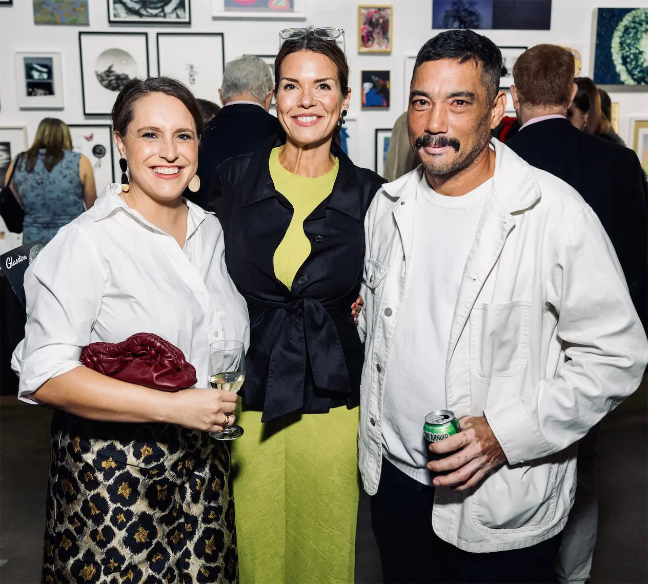 Franziska Regier, Jessica Phifer, Arthur Warren at Glasstire 25th Anniversary Party & Auction (Photo by Jenny Antill Clifton)