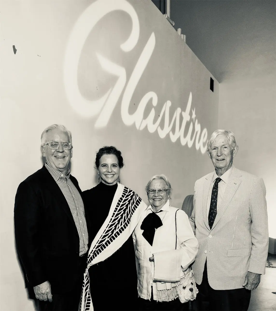 Steve Satterwhite & honoree Rainey Knudson, Sally & Norman Reynolds at Glasstire 25th Anniversary Party & Auction (Photo by Jenny Antill Clifton)