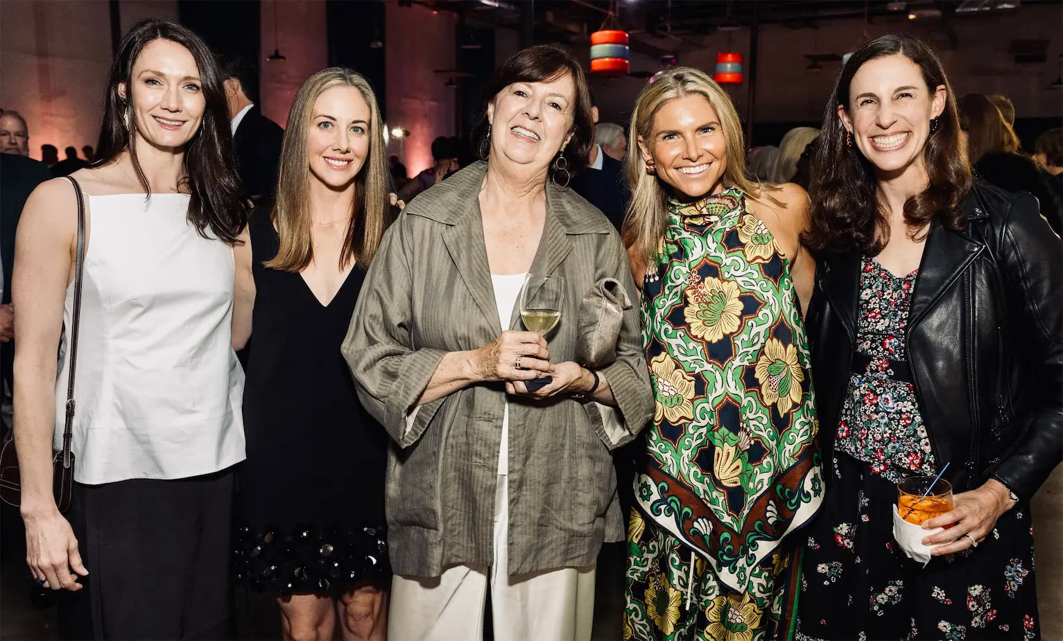 Megan Goldfarb, Amma Grodin, Deborah Domning, Caroline Harrison, Alison Goulding Mustoe at Glasstire 25th Anniversary Party & Auction (Photo by Jenny Antill Clifton)