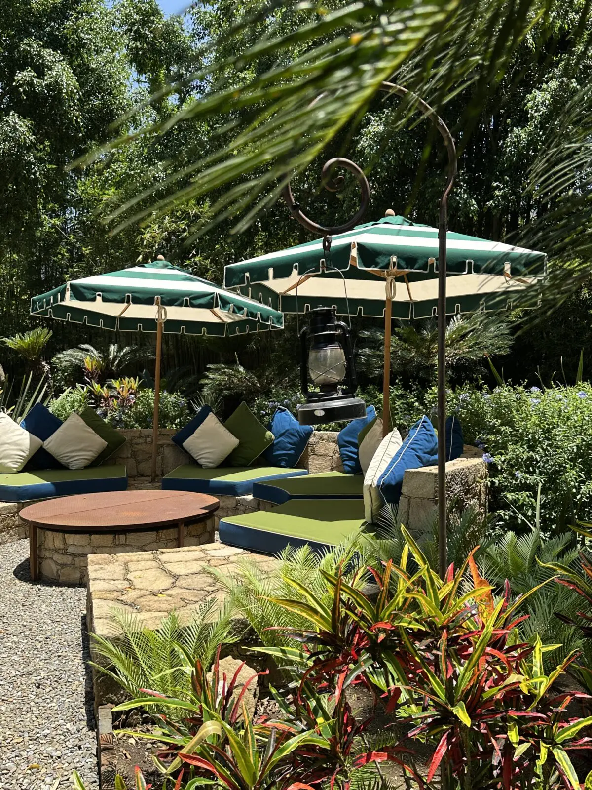 One of several areas for outdoor entertaining at Feronia, this the setting for watching movies. (Photo by Shelby Hodge)