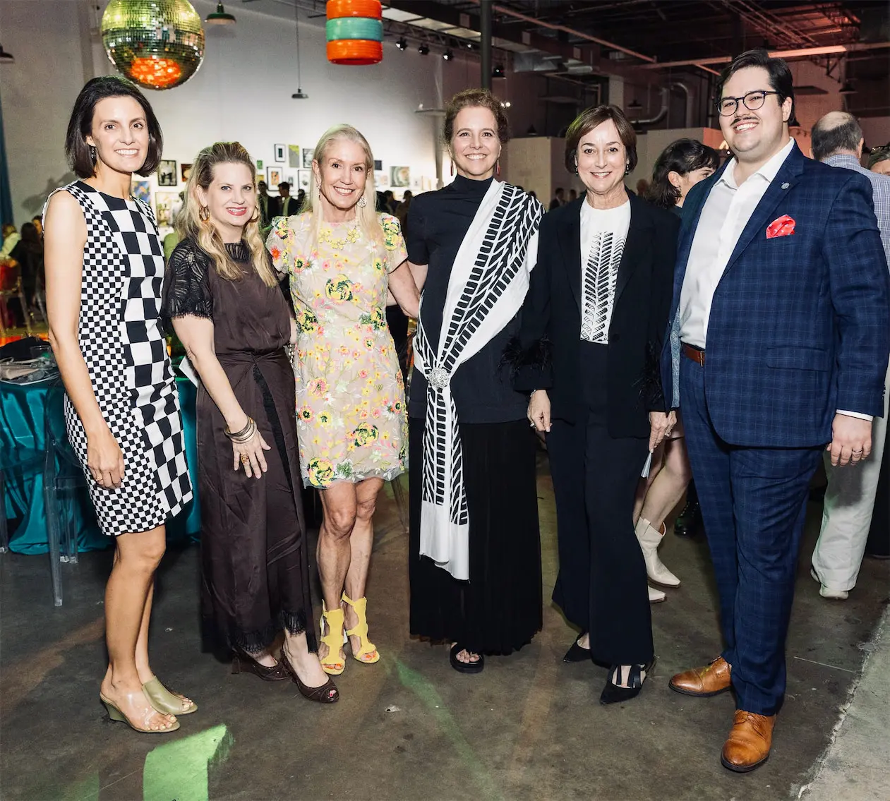 Chair Julia Stallcup, honorary chair Elisa Stude Pye, honorary chair Marita Fairbanks, honoree Rainey Knudson, chair Leigh Smith, Glasstire publisher Brandon Zech at Glasstire 25th Anniversary Party & Auction (Photo by Jenny Antill Clifton)