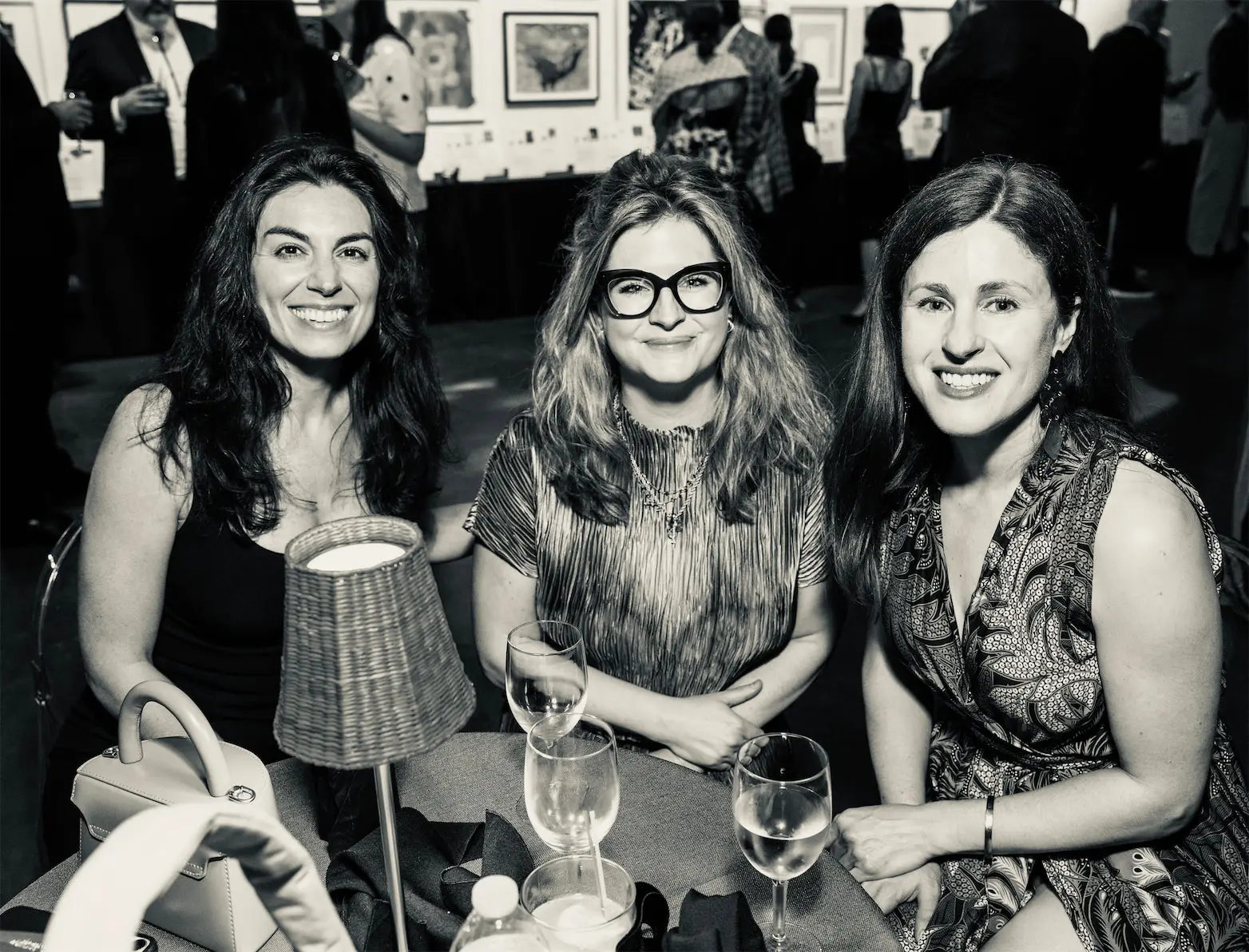 Leyla Ballantyne, Eve French, Linley Stroud at Glasstire 25th Anniversary Party & Auction (Photo by Jenny Antill Clifton)