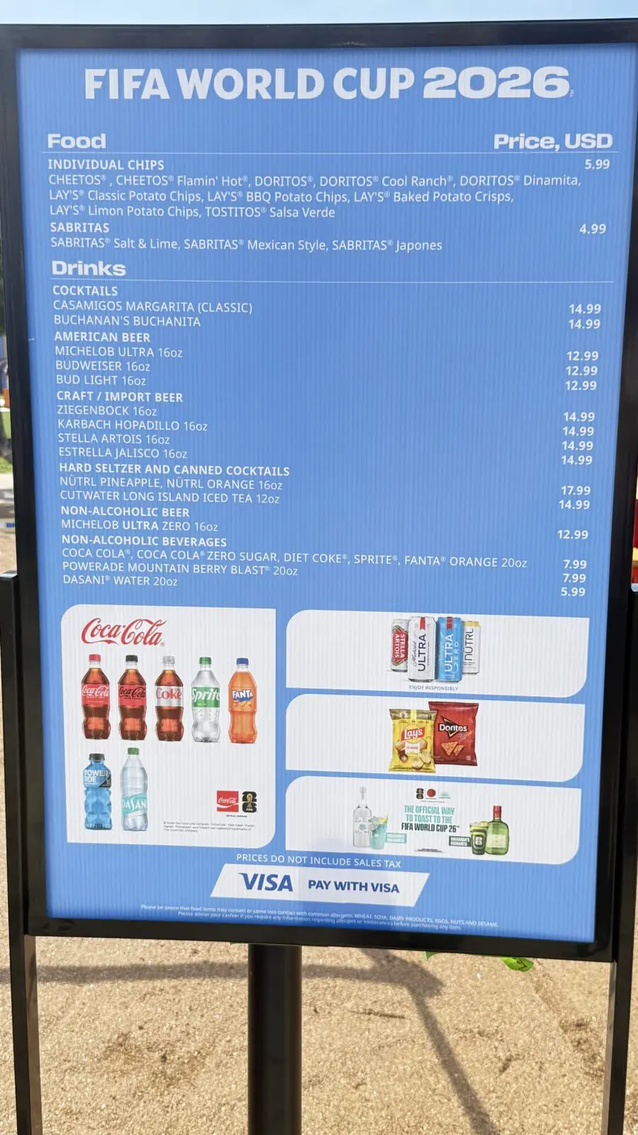 A look at the food and drink prices at the FIFA Fan Festival in Houston, which offers free admission to all. (Photo by Chris Baldwin)