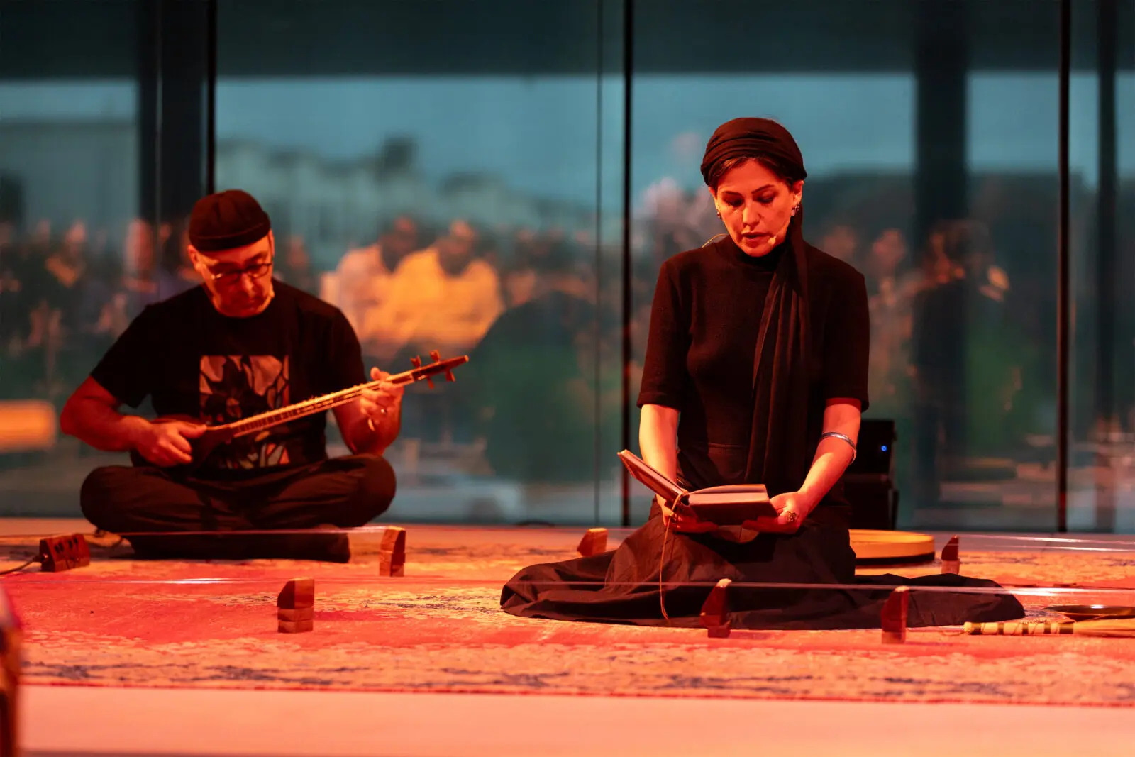 Activation of Raheleh Filsoofi, ShahTár, 2022, at Ismaili Center Houston (Photo by Azhmeer Jesani)