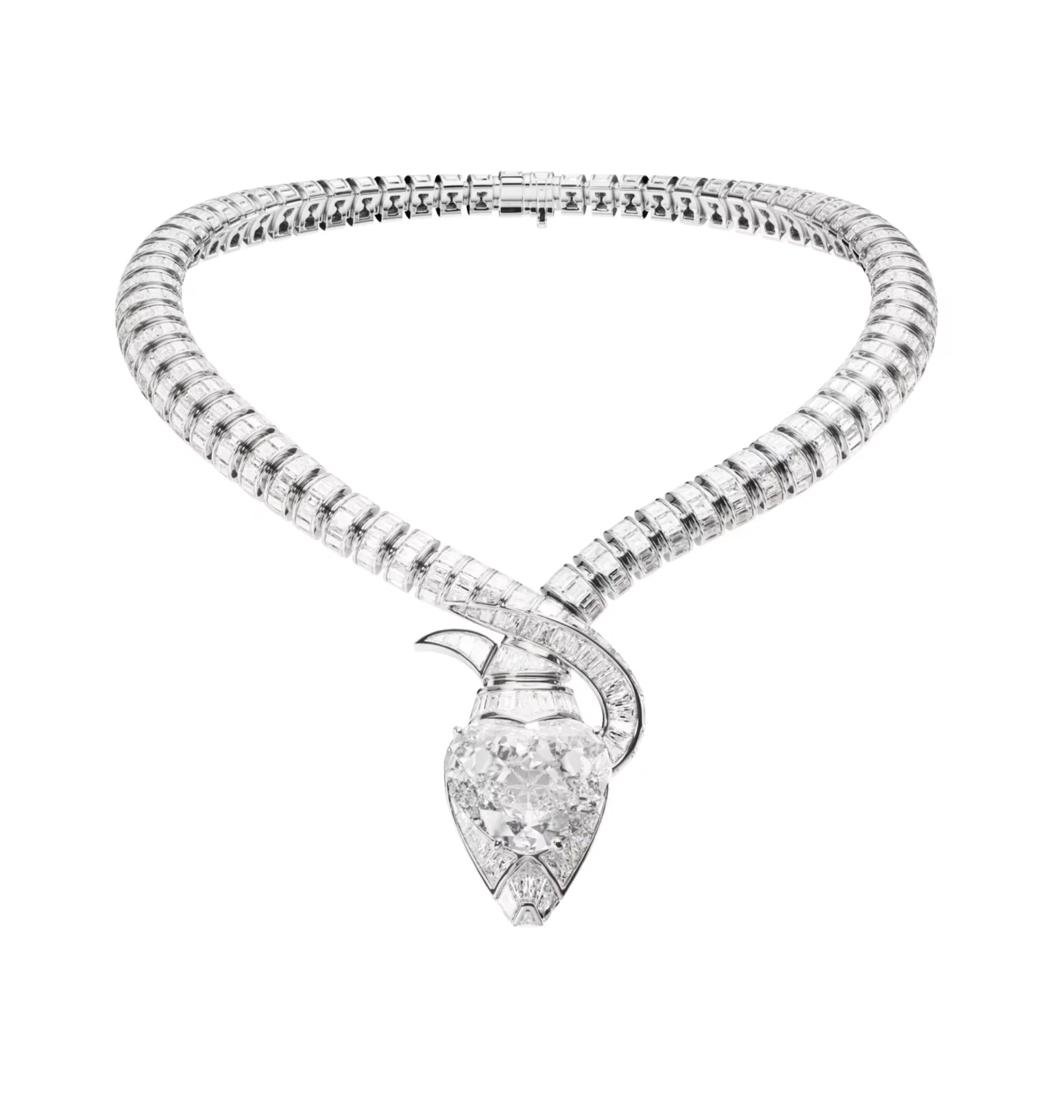 Serpenti Imperial Heart High Jewelry necklace with an historic Galconda 30.75-carat diamond