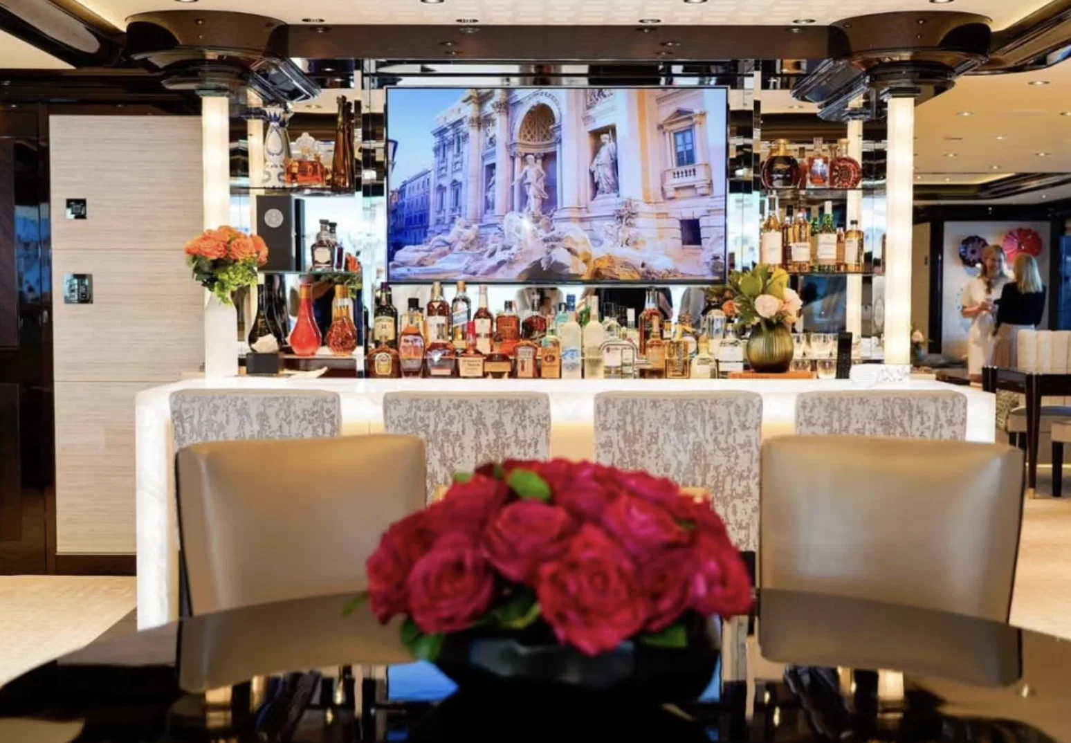 Although he doesn't drink Ambassador Tilman Fertitta's super-yacht Boardwalk offers several spots  for serving adult libations (Instagram photo)