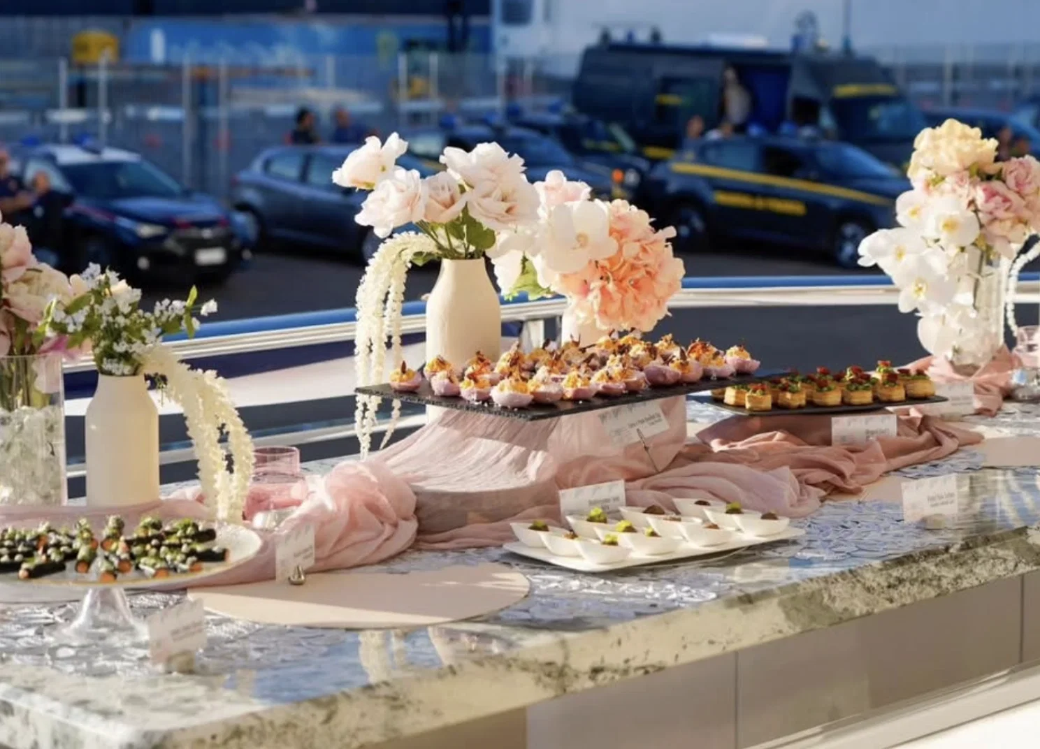 Freedom 250 celebrations aboard Ambassador Tilman Fertitta's Boardwalk include fancy foods. (Instagram photo)