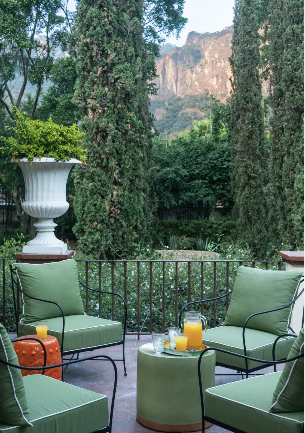 The second floor Jasmine Terrace where coffee and pastries are served to guests each morning. (Photo courtesy of Feronia)