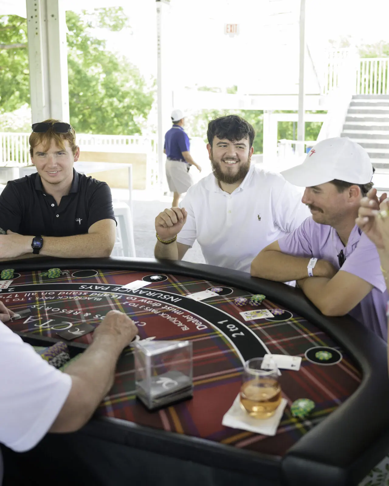 Guests enjoy the hospitality offerings inside the Choctaw Club during tournament week. (Photo by Walt Burns)