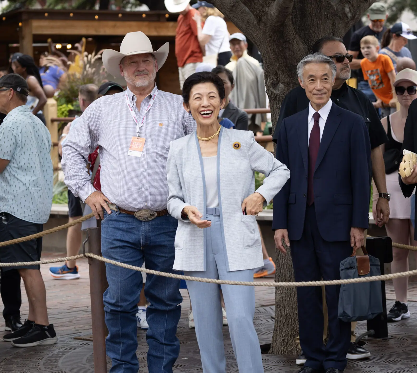 Princess Takamado smiles while visiting the Fort Worth Stockyards. (Photograph by Brooks Burris for Visit Fort Worth)