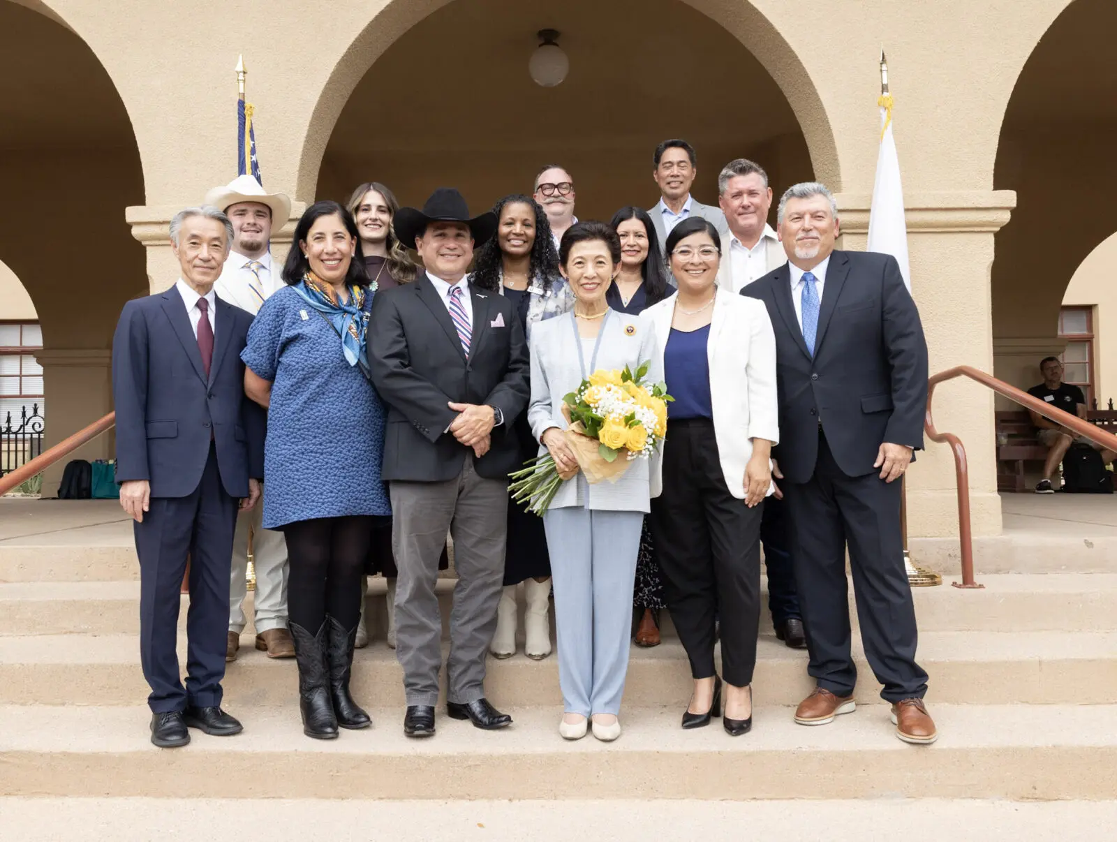 Princess Takamado is joined by Fort Worth officials, community leaders, and members of the visiting Japanese delegation. (Photograph by Brooks Burris for Visit Fort Worth)