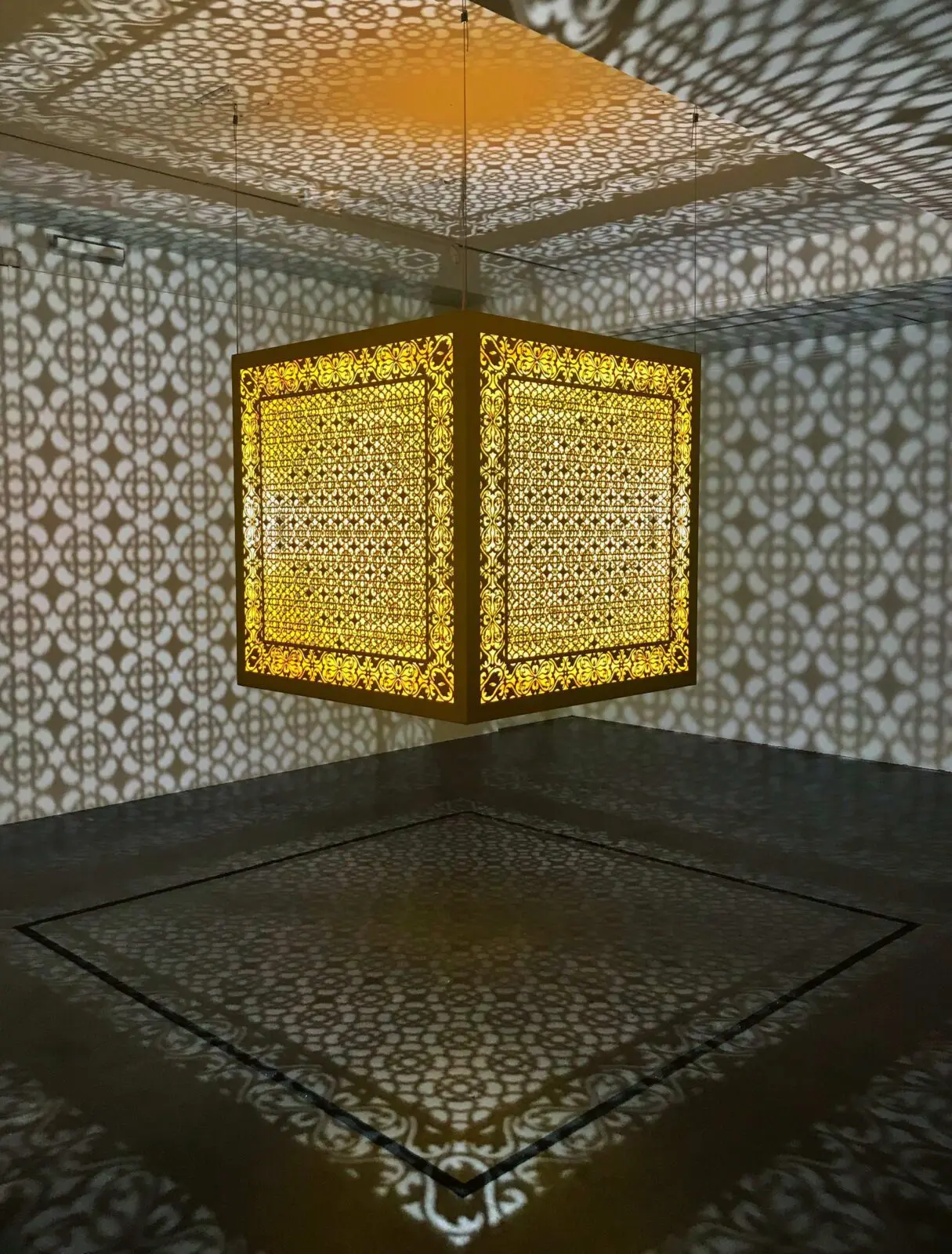 Anila Quayyum Agha, "Hidden Diamond - Saffron," 2019, at Sundaram Tagore Gallery