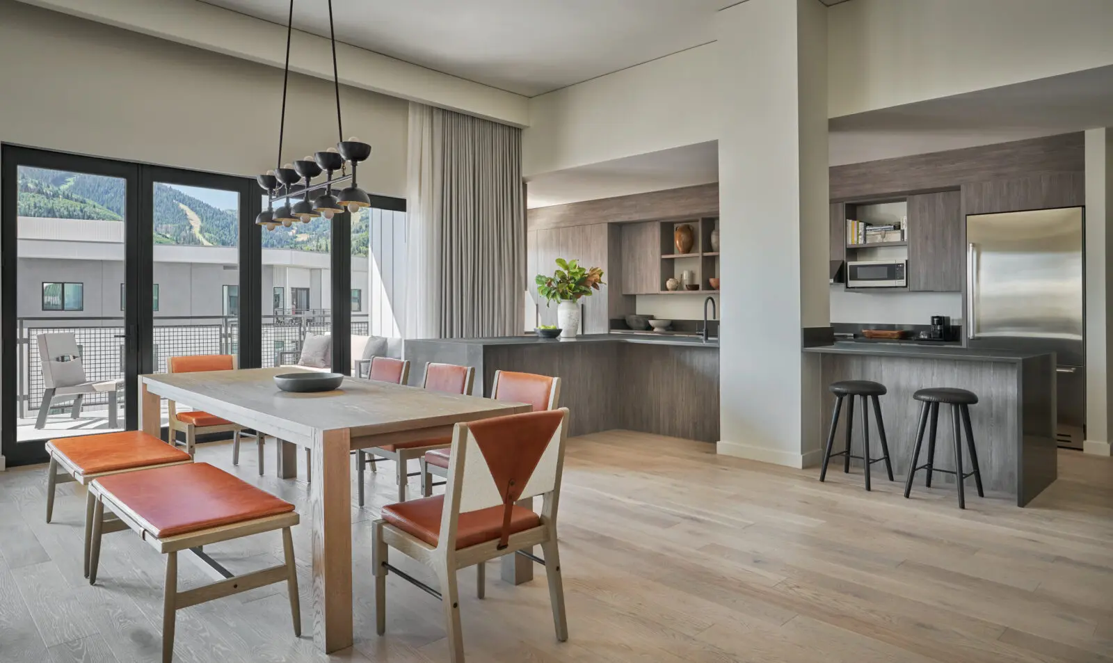 The residences offer full-sized kitchens and spacious dining tables.  (Photo by Pendry Park City)