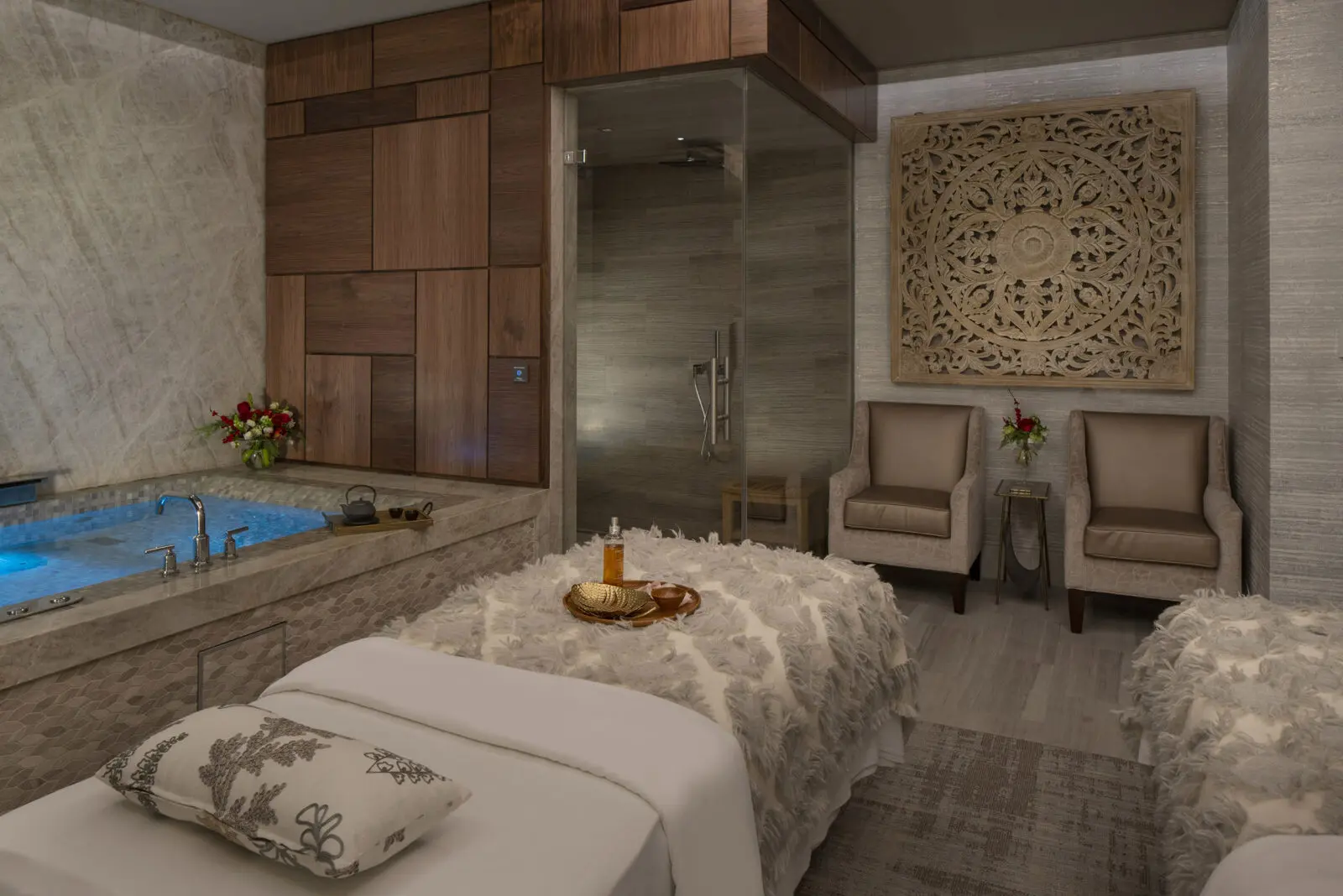 Indulge in a couples treatment at the luxurious spa at The Post Oak Hotel. Photo courtesy of The Post Oak Hotel.