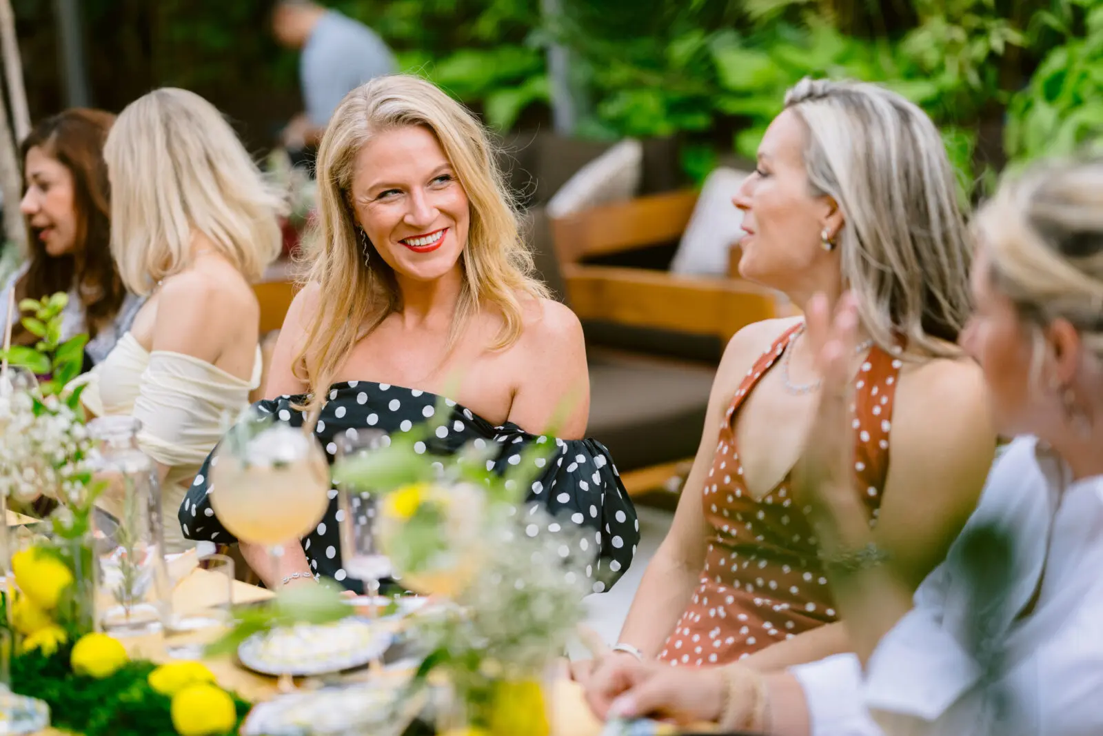 Katie Tsuru, Bethany Buchanan share a moment at Santé where SĀMAÁ Diamonds made its Houson debut (Photo by Si Vo Photography)