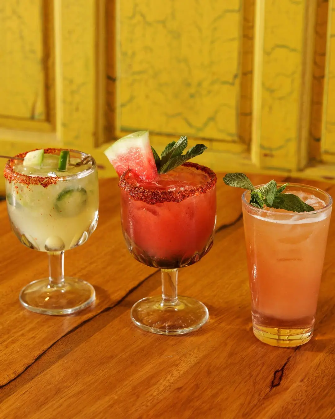 Visit Escalante's for House Margarita specials on July 24. They also offer unique flavors like the Watermelon Mint Margarita, Cucumber Jalapeño Margarita, and Guava Lavender Spritz pictured here. (Photo courtesy of Escalante's)