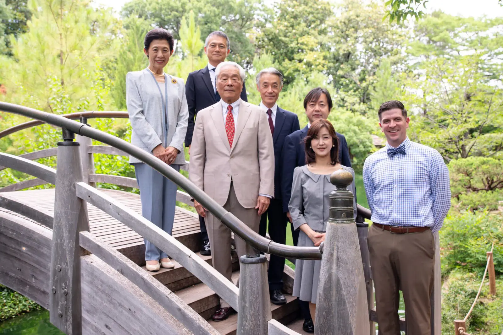 Harvey Yamagata, president of the Fort Worth Japanese Society, joins Princess Takamado during her visit to the Fort Worth Japanese Garden. (Photograph by Fort Worth Botanic Garden)