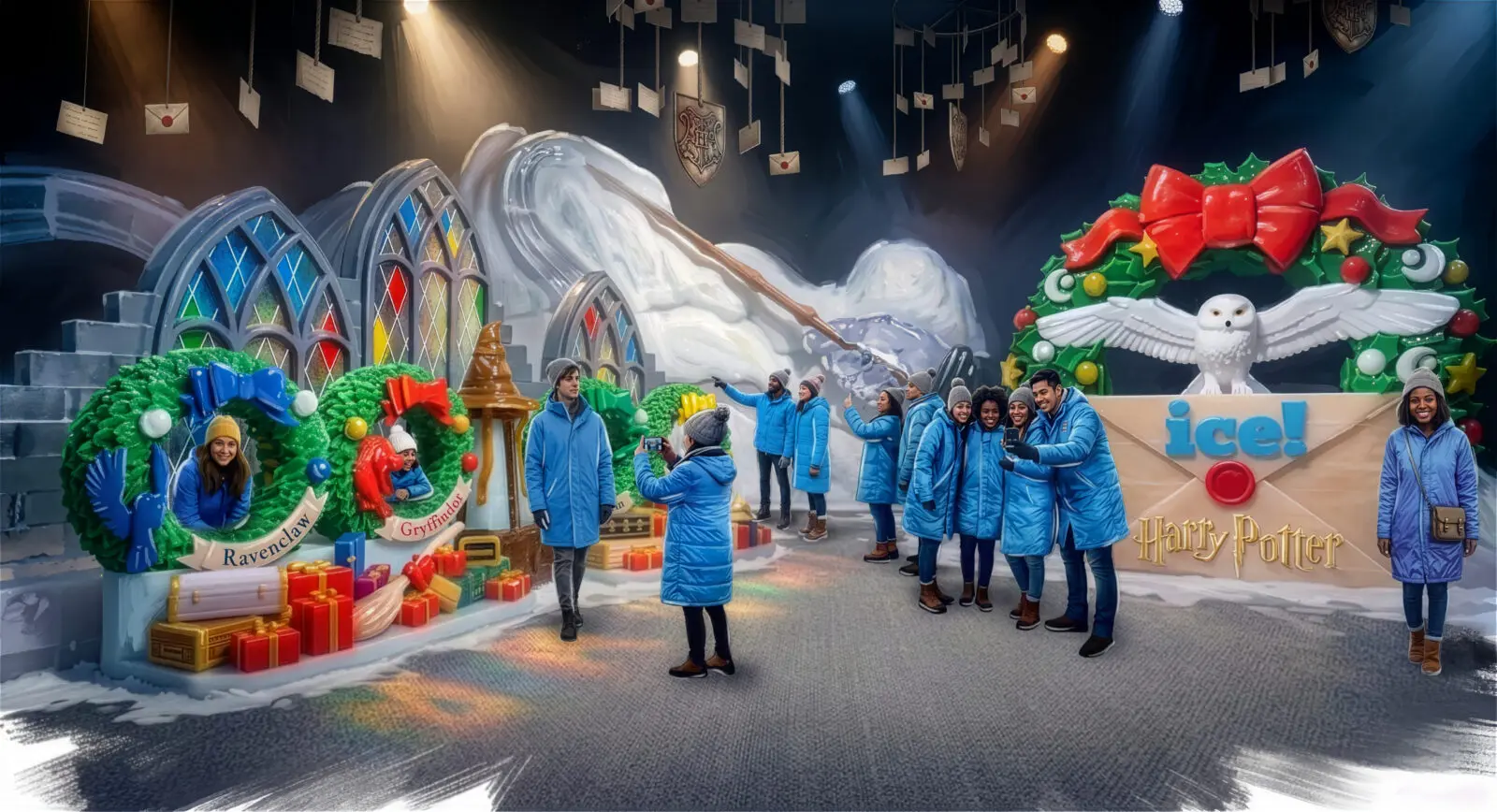 For the first time, elements inspired by Harry Potter will come to life in 2 million pounds of hand-carved ice at the Gaylord Texan Resort. ice! ™ featuring Harry Potter™ will run from November 13, 2026 through January 3, 2027. (Courtesy)