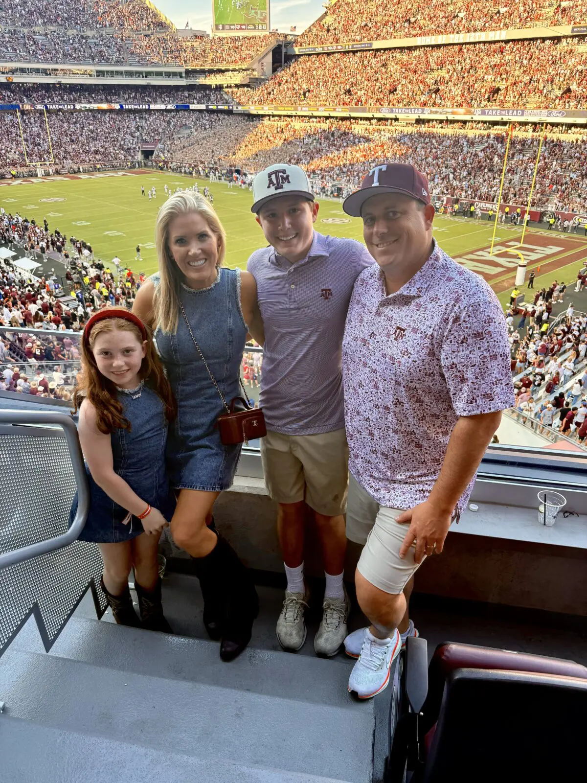 The Terry& Amanda Boffone family at a Texas A&M game in College Station in 2025.