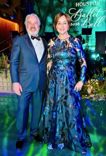 Reggie & Leigh Smith at the 2026 Houston Grand Opera Ball where she stepped out in a Naeem Khan gown. 