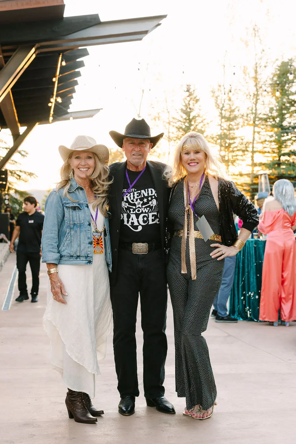 Debbie & Tom Keller, Alison Finlay at Houstonian Jane Howze's  rock concert-themed birthday party. (Photo by Sparkle Photography)