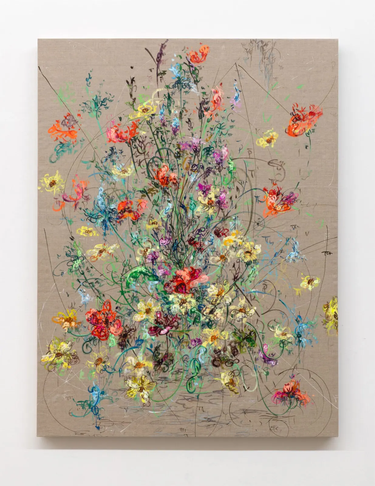 Kysa Johnson, "Untitled 2 (Ghosts In Common - Necessary Beauty -
Subatomic Decay Patterns and Farm Flowers)," 2026, at Morgan Lehman Gallery 