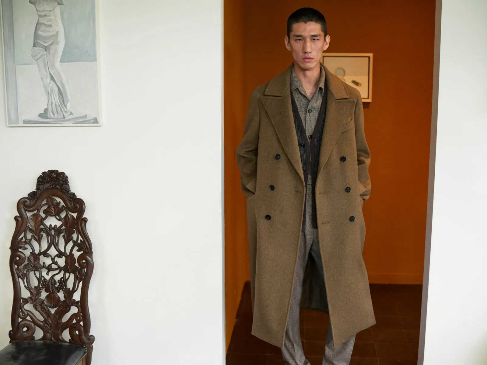 The Loro Piana campaign flows from the Menil Collection's galleries, bungalows, the Menil Drawing Institute, and green spaces. (Courtesy Loro Piana; the Menil Collection, Houston, Texas; Photo Mario Sorrenti)