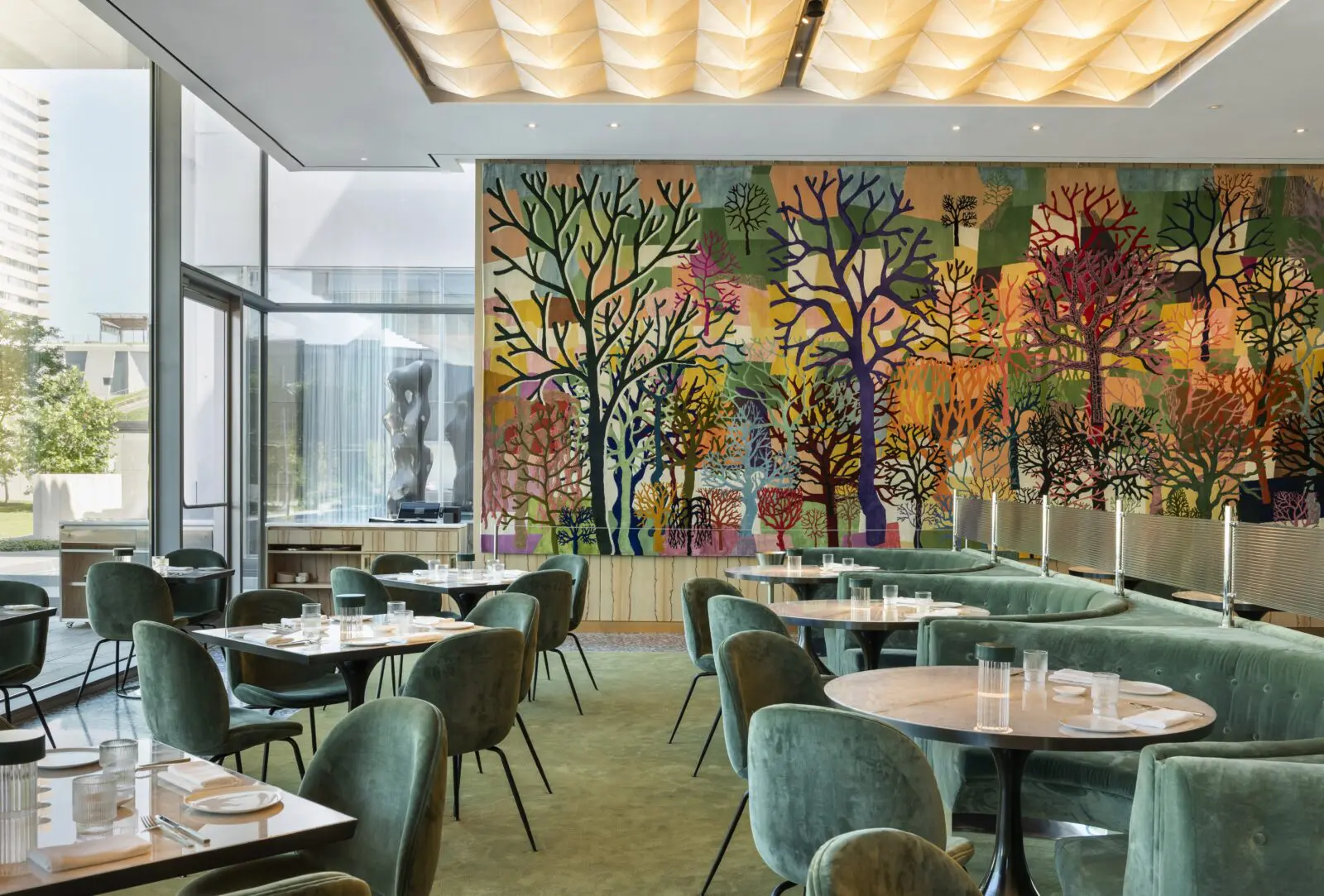 Inside the dining room at Le Jardinier housed within The Museum of Fine Arts. Photo by Claudia Casbarian for Julie Soefer Photography