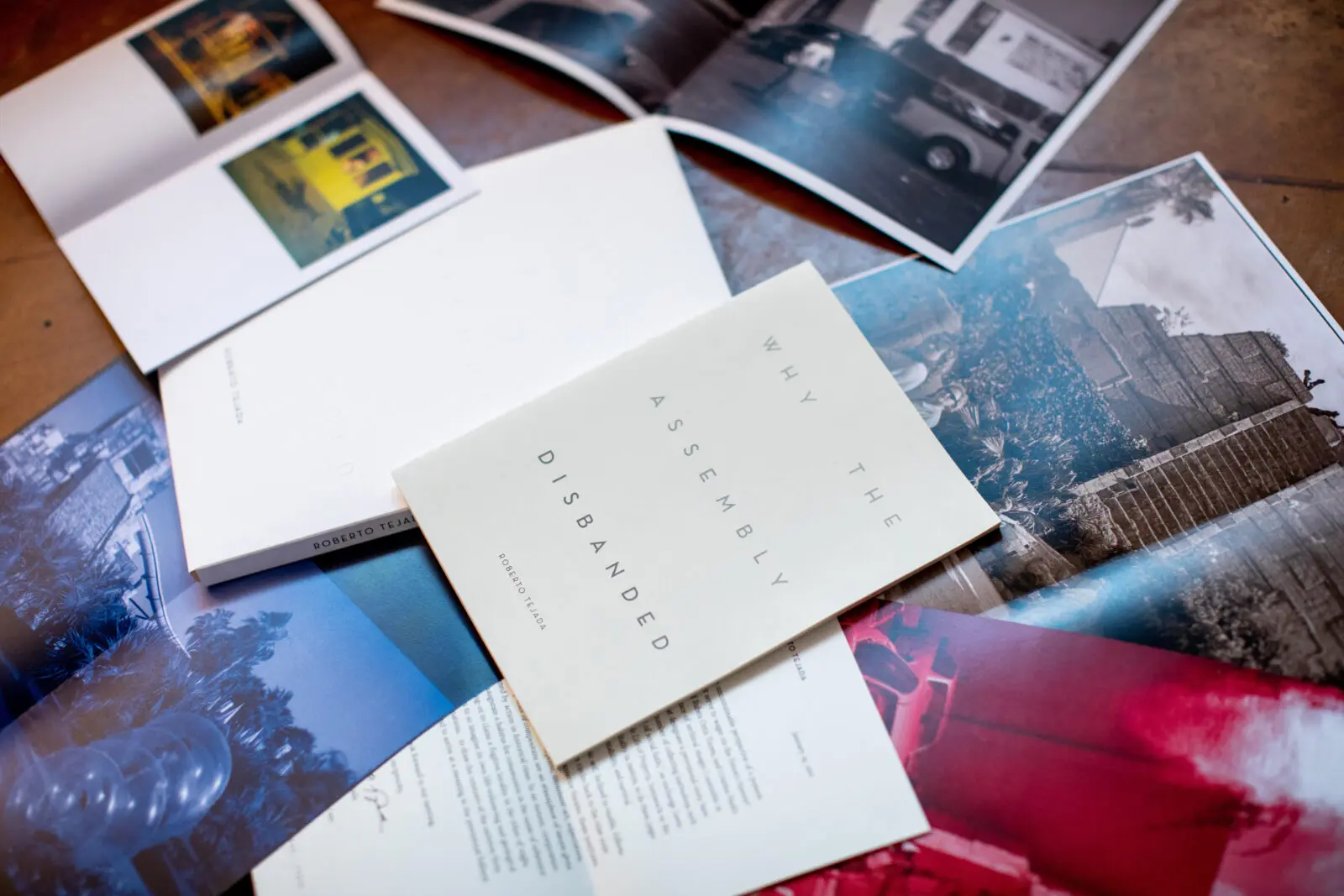 Roberto Tejada, "Why the Assembly Disbanded," designed by Cristina Paoli of Periferia (Artist book, 2021). This work will be available for purchase as part of Violette Bule and ALH's Art Fair for Venezuelan earthquake victims. (Photo by Ben Corda)