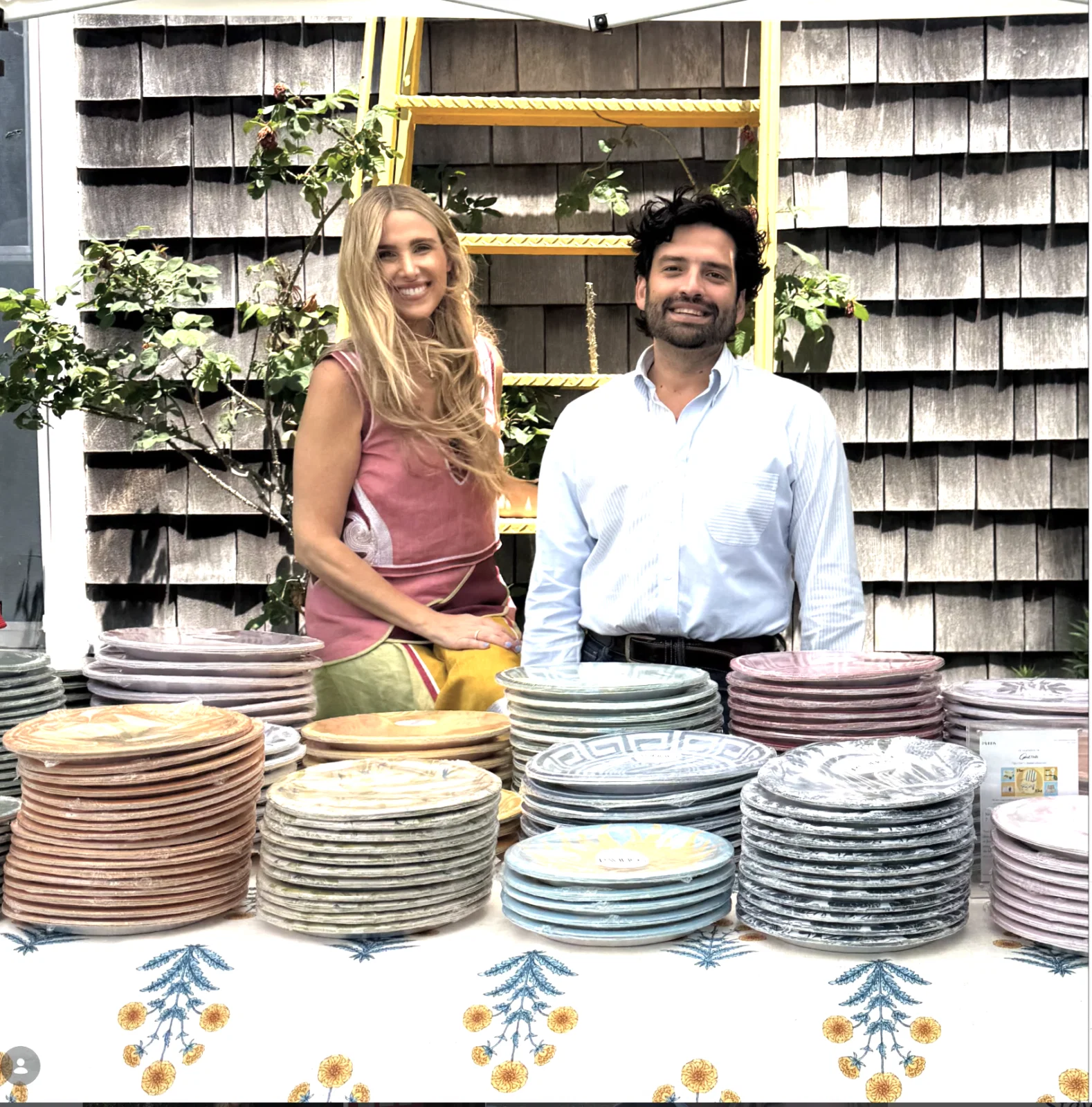 Pavilion Paper founders Mallory Killingstad and Benny Maldonado at a recent pop-up at Long Island's Madoo Gardens. (Instagram photo)