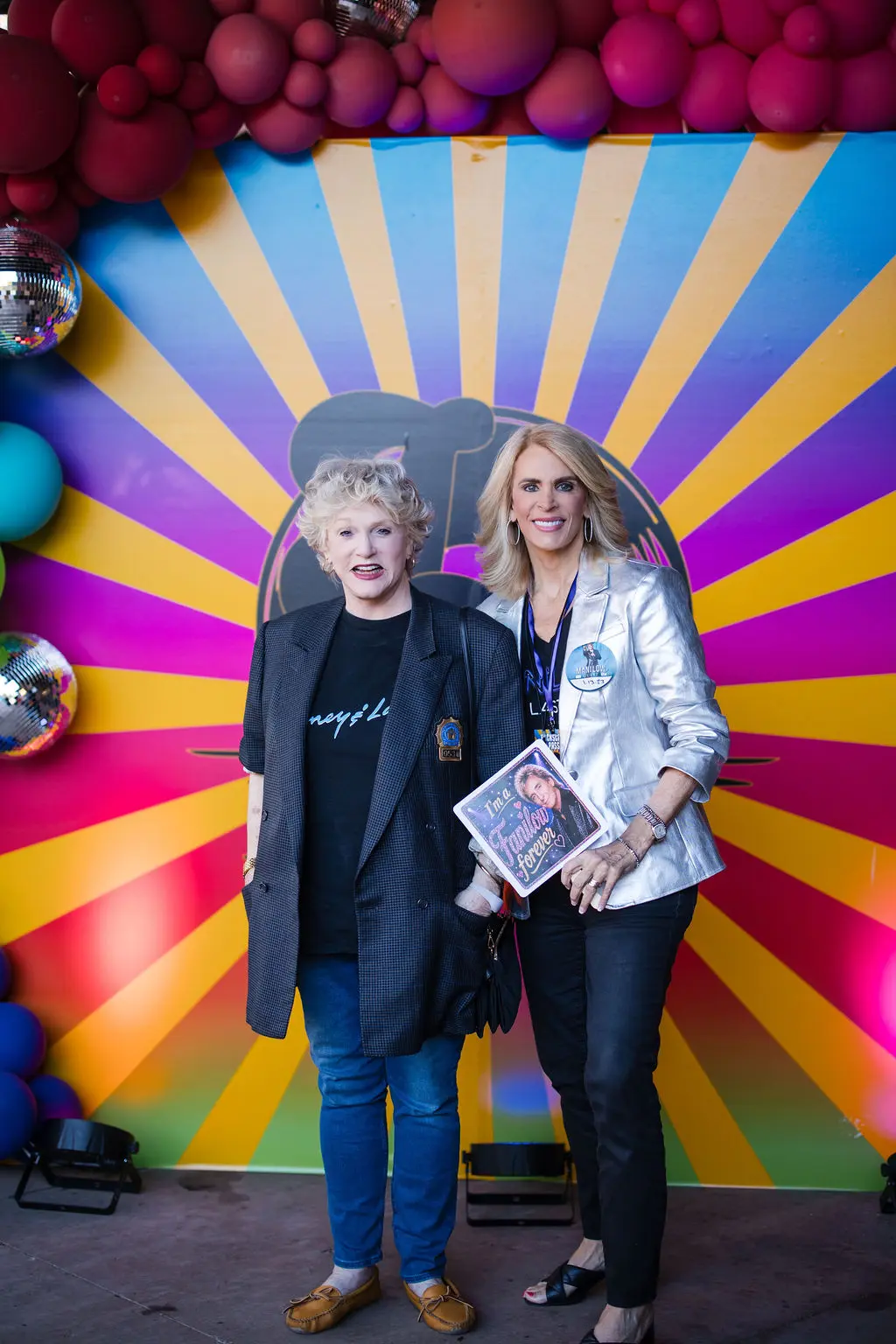 'Cagney & Lacey' star Sharon Gless, Dawn Lafreeda at Houstonian Jane Howze's rock concert-themed birthday party. (Photo by Sparkle Photography)