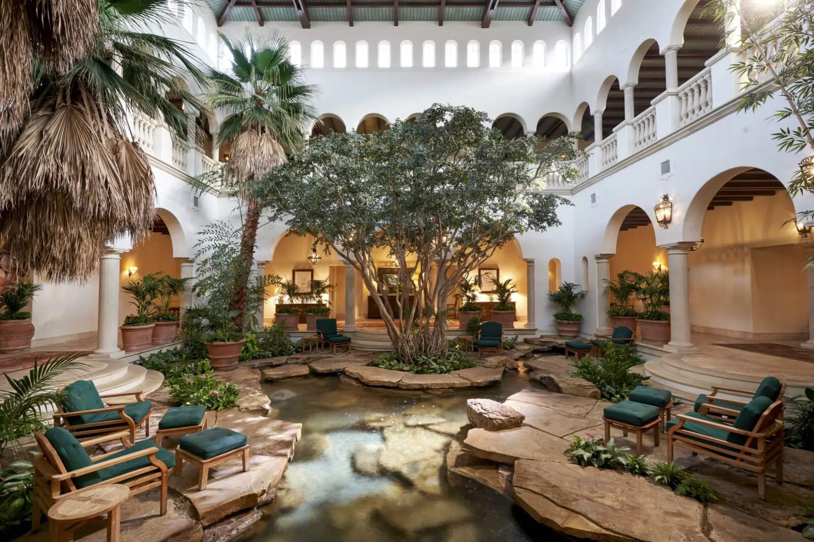The Spa at Sea Island, the Forbes Five-Star spa, lives up to the hype, starting with the magnificent relaxation garden in the atrium. (Photo by Sea Island)