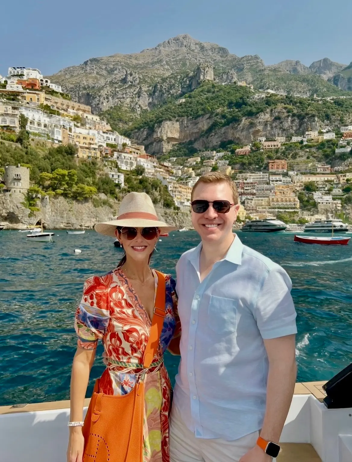 Ann & Johnathan Ayre on vacation off the coast of Positano in August of 2025.