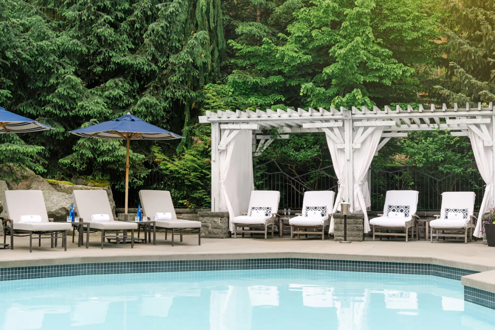 Utilize the Four Seasons Whistler's amenities, including the heated outdoor pool, poolside bar, and cedar sauna. (Courtesy Four Seasons Whistler)