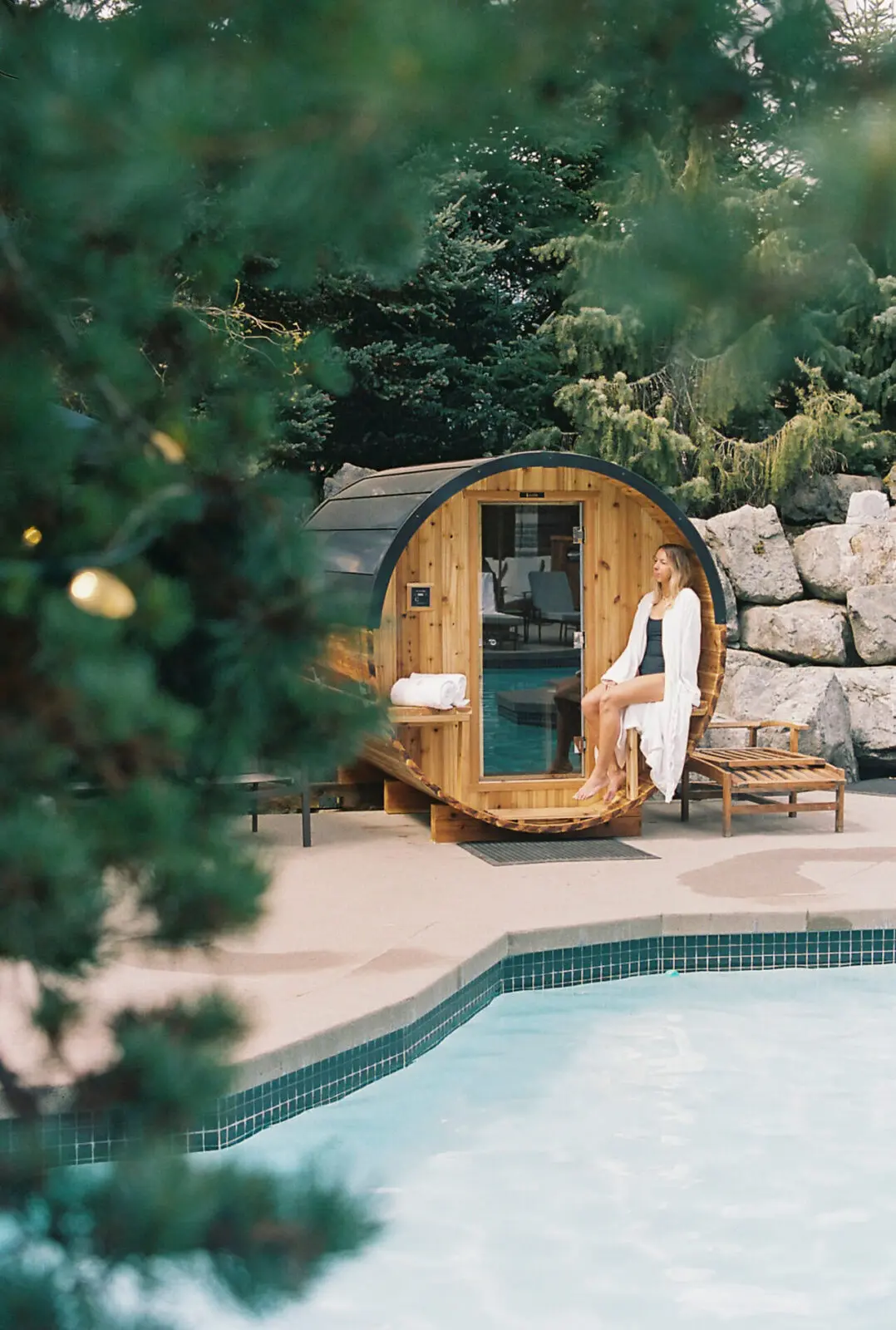 Four Seasons Whistler has a cedar sauna next to the heated pool. (Courtesy Four Seasons Whistler)