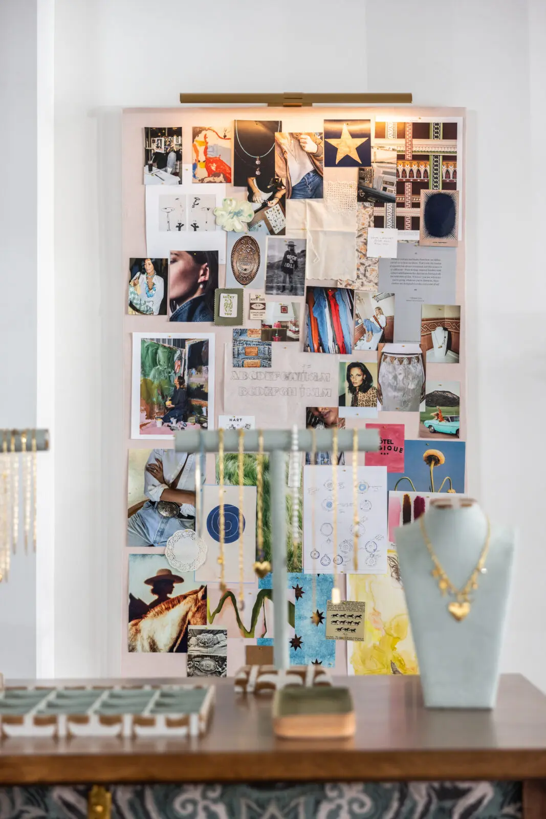 Moodboards adorn the space for customers seeking inspiration. (Photo by Kathy Tran)