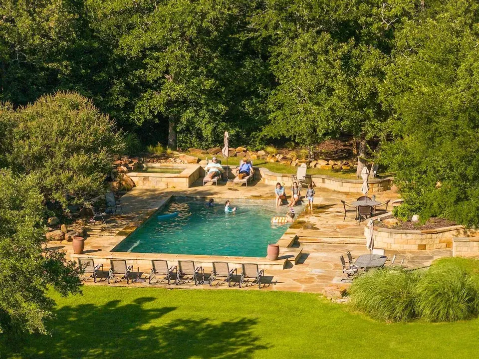 An outdoor pool provides space for recreation and leisure.  (Photo by Hortenstine Ranch Company)