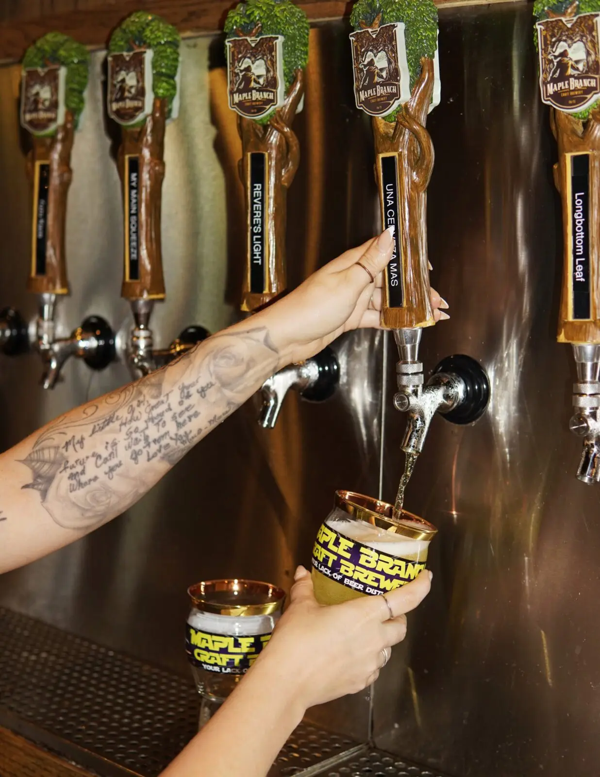 Maple Branch Craft Brewery offers 14,000 square feet of indoor and outdoor space, including a biergarten, and serves lunch and dinner. (Photograph by Maple Branch Craft Brewery)