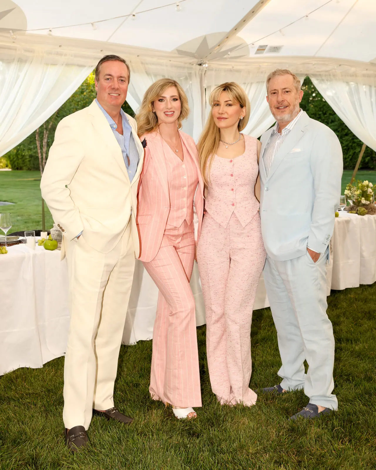 Jesse Coors-Blakenship & Kaleta Blaffer Johnson, Devorah Rose & David Krieger, all four wearing The Studio Mayfair (Photo by BFA / Kevin Czopek)