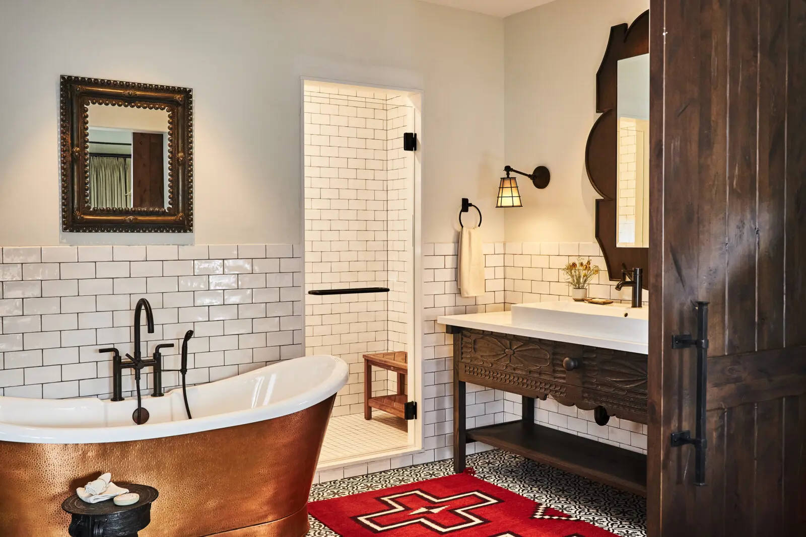 A free-standing copper bathtub in one of the guest suites at Bishop's Lodge (Photo by Auberge Collection)