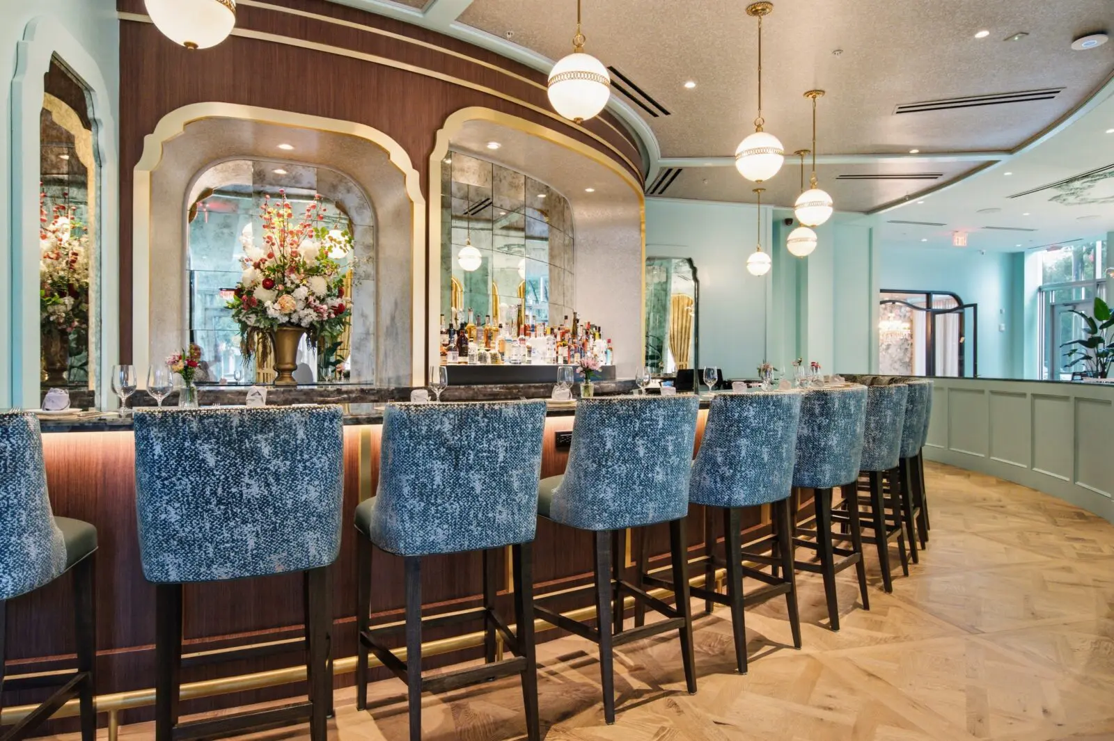 The Audrey Restaurant and Bar, on the first level of The Aspire at Post Oak and San Felipe residential tower, is the second location from homegrown Culinary Khancepts, which first opened The Audrey in The Woodlands in 2023 beside the group's boutique movie theatre, Reel Luxury Cinemas. (Photo by Ben Brown)