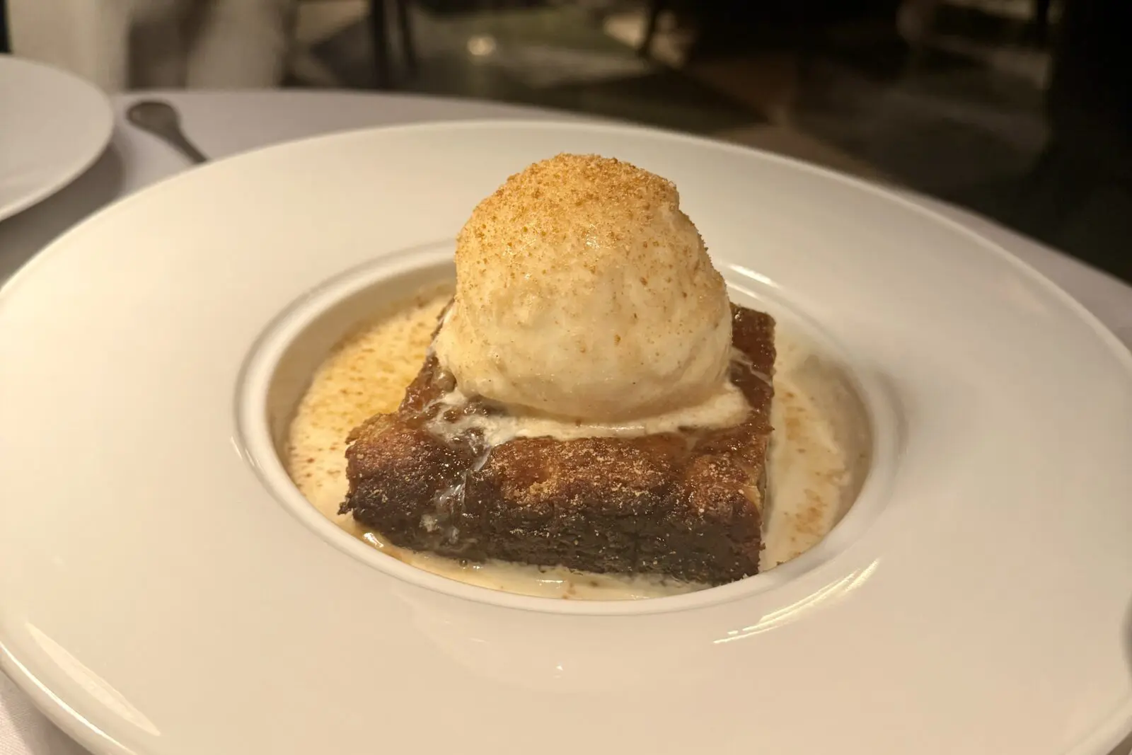 The Cinnamon Bun Stack with Botolino's white coffee gelato and a cream cheese glaze is a stunner at Palladino's. (Photo by Megan Ziots)
