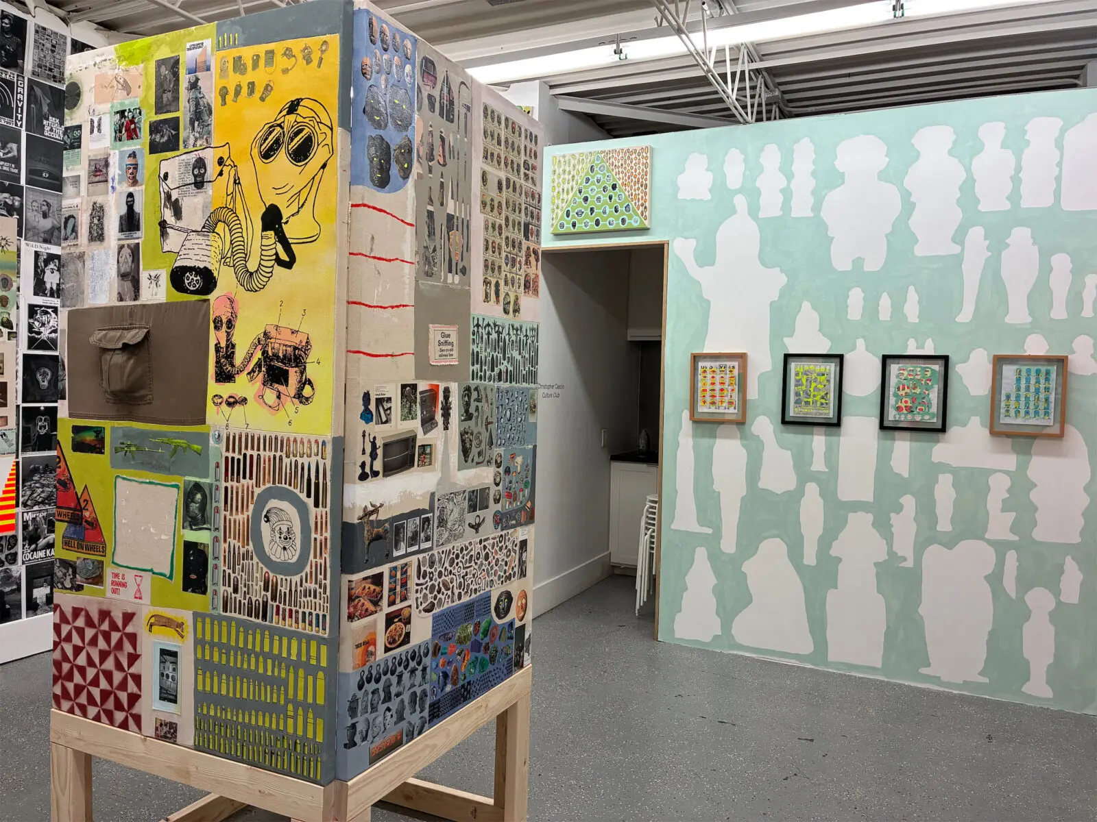 Installation view of Christopher Cascio's "Culture Club" at Basket Books & Art, on view through August 30, 2026 (Photo by CDA)