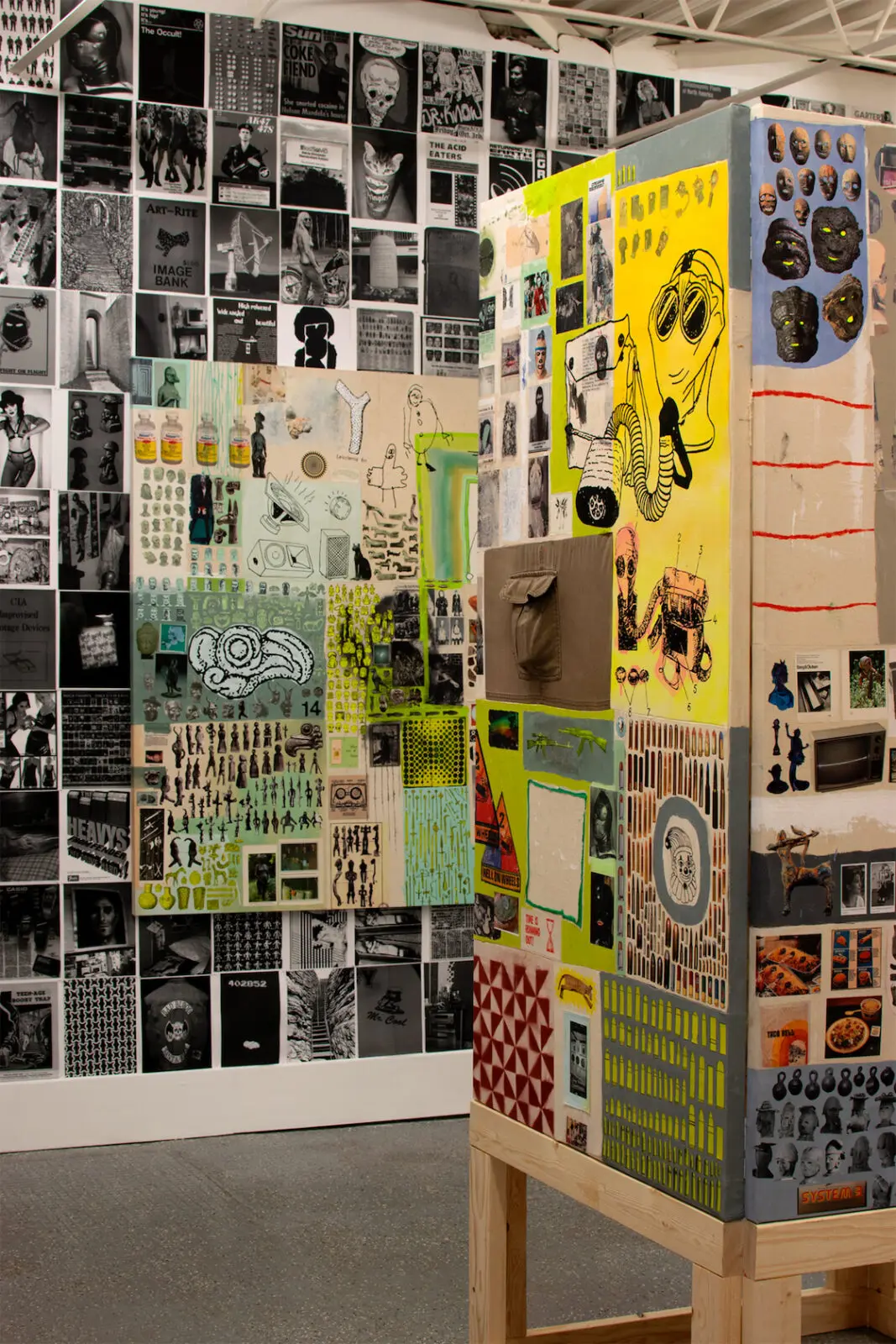Installation view of Christopher Cascio's "Culture Club" at Basket Books & Art, on view through August 30, 2026 (Courtesy Basket Books & Art)