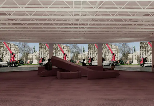 Iván Argote's solo exhibition "How to Move a Monument on a Tuesday Morning" will open at Dallas Contemporary this fall. (Render courtesy of Studio Iván Argote)