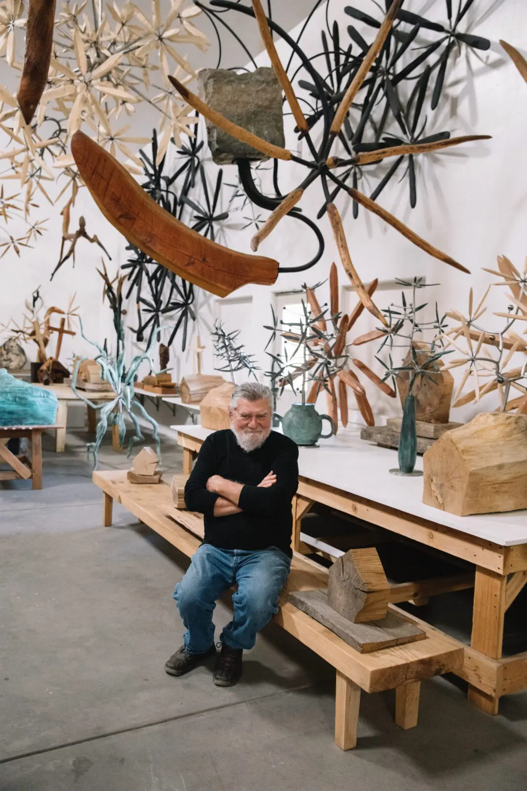 Of his epic exhibition at gallerist Kirk Hopper's bold new endeavor, Passage Arts, Dallas, James Surls says, “For a good number of years, I have been breathing life into large-scale sculptures that do not fit the norm of the day." (Photo by Laura Dart)