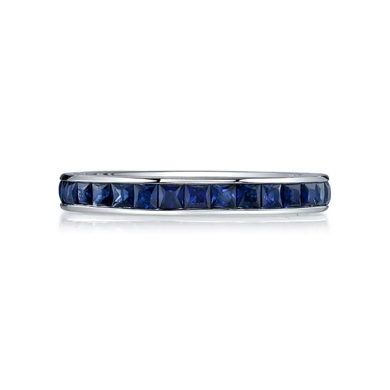 Platinum Channel Set Sapphire Eternity Band.