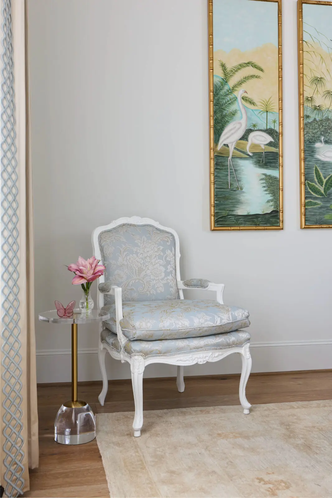 Against this collected backdrop, new custom furnishings introduced cleaner lines and a renewed sense of freshness. Fine wallcoverings, embroidered fabrics, tailored draperies, hand-knotted rugs, sculptural lighting, and thoughtfully curated accessories added layer upon layer of refinement.