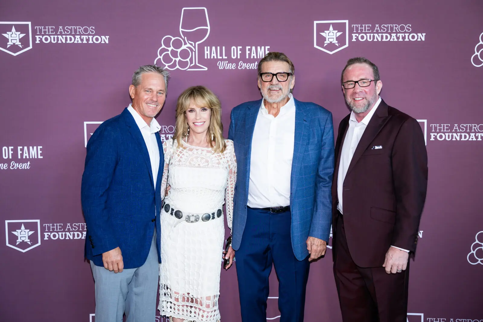 Craig Biggio, Pamela Morse & Dan Pastorini, Jeff Bagwell at the Houston Astros Hall of Fame Wine Dinner  (Photo courtesy of Houston Astros) (Photo by  Houston Astros)